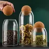 Frasco de Vidrio Personalizado Simple Creativo con Tapa de Corcho para Almacenamiento de Bolas, Frasco de Vidrio para Té, Frasco para Almacenamiento de Granos, Frasco Sellado