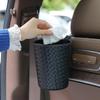 Lixeira de couro com padrão trançado para carro lixeira lixeira de carro balde para miudezas balde de armazenamento balde para guarda-chuva pode ser pendurado