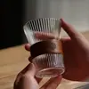 Taza Rayada Taza de Bambú Taza de Vidrio con Asa Colgante Taza de Café 300ml Estilo Europeo Pequeña Estilo ins Taza para el Té de la Tarde Gran Capacidad