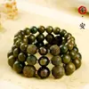 Pulsera de Sándalo Verde Natural Tres en Uno Seis Elementos con Sándalo Verde Tallado y Cuentas de Ágata Buda del Zodiaco, Joyería de Mano de Círculo Único