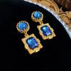 Aretes de Diamantes Vintage Medievales Elegantes Aretes Estilo Corte de Moda Aretes Colgantes Aretes de Lujo Ligero de Alta Gama
