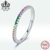 Anillo de plata de ley S925 con diseño de arcoíris y circonitas de color para mujer, original, de comercio exterior transfronterizo, pulsera de moda sencilla BSR168