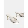 Pantuflas con Lazo para Uso en Exteriores, Sandalias de Tacón Alto Estilo Francés para Mujer, 2026 Talla Grande de Punta Abierta Versátiles Pantuflas de Tacón Alto