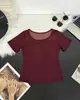 Camiseta Negra Transparente de Malla con Retazos de Manga Corta, Puramente Sexy, para Mujer, Nuevo Estilo de Verano, Diseño de Nicho, Top Ajustado