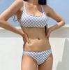 Fábrica de origen nuevo estilo ins rejilla de diamantes bikini sexy de tres piezas traje de baño para vacaciones en aguas termales suministro transfronterizo