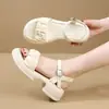 Sapatos Femininos Modernos para Exterior 2026 Verão Nova Moda Estilo Coreano Sandálias Romanas Plataforma Sola Grossa Sandálias de Praia