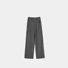 Pantalones Anchos de Lino Tencel Finos de Verano Pantalones Rectos Grises para Mujer Pantalones Sueltos Transpirables para el Trabajo Pantalones de Lino Tencel para Mujer