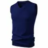 Chaleco de Punto sin Mangas con Cuello en V para Otoño e Invierno Moda Masculina Suéter Pulóver Sencillo de Color Sólido Chaleco Casual de Negocios