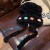 Lindo Gorro de Lana con Orejas de Oso de Peluche Colorido para Mujer en Otoño e Invierno, Grueso y Cálido, Realzando el Rostro, Pequeño Gorro Lei Feng con Protección para las Orejas