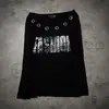 Top de manga larga con estampado Y2K y hombros descubiertos, camiseta de moda estilo callejero retro oscuro INS, moda de primavera y otoño transfronteriza en Europa y América