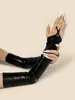 Luvas de Dedo de Couro Brilhante Transfronteiriças Adereços de Performance de Halloween Luvas de Couro Sintético Cosplay Baile de Máscaras Braçadeiras
