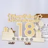 Artesanías de Madera Transfronterizas Año de Cumpleaños 18 Adornos de Escritorio de Madera Accesorios para Fiestas Marca de Pastel Hito