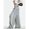 Novas calças de moletom largas da moda estilo americano para homens e mulheres, soltas e com bom caimento, calças esportivas casuais para street dance em preto e cinza