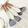 Espátula de silicona de grado alimenticio, juego de utensilios de cocina para uso doméstico, resistente al calor, antiadherente, incluye una espátula para freír de silicona, una cuchara ranurada y un cucharón de sopa
