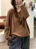Nuevo Suéter de Punto Holgado de Manga Larga de Color Sólido con Cuello Redondo de Tencel Otoño/Invierno 2026 Versátil Adelgazante para Mujer