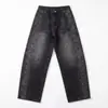 Mercancía spot transfronteriza europea y americana pantalones vaqueros de pierna ancha con perlas de imitación para mujer otoño e invierno 2026 pantalones largos tipo banana de mezclilla con tachuelas calientes para mujer