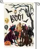 Celebração de Feriado Novo Tema Halloween Transfronteiriço Bandeira de Jardim de Linho Dupla Face Fantasma Abóbora Decoração com Estampa Divertida