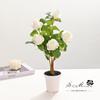 Planta Artificial de Rosa de Cinco Cabezas en Maceta Decoración para el Hogar Flor Artificial Planta Verde Fiesta de Bodas Decoración de Interior Planta en Maceta Simulada