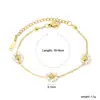 Pulsera y Collar de Perlas Florales Populares Transfronterizos Juego de Dos Piezas, Conjunto de Joyería de Cadena para el Cuello Floral Colorido Fresco Estilo Japonés y Coreano