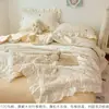 Juego de Cubrecolchón de Verano Estilo Princesa Todo Algodón, Juego de Cuatro Piezas, Colcha de Verano de Algodón Puro de Soja, Lavable a Máquina, Colcha de Aire Acondicionado