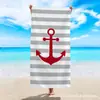 Toalla de Playa de Microfibra con Rayas y Anclas Simple, Toalla de Playa de Secado Rápido y Absorbente de Agua, Toalla de Baño, Toalla de Playa de Envío Transfronterizo