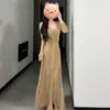 Nuevo Vestido Sexy de Encaje con Escote en V y Mangas Largas Pura Pasión para Mujer Otoño Temprano Cintura y Cadera Entallados Falda Larga