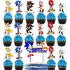 Tarjeta de Tarta de Erizo Sonic de Dibujos Animados Transfronteriza Inserto de Palillo Decoración para Fiesta de Cumpleaños Infantil