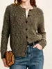 Cardigã de malha de lã simples e estiloso com gola redonda e mangas compridas para mulheres, novo modelo outono 2026, top casual slim fit para mulheres baixinhas