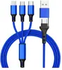 Cable de Carga Rápida 3 en 1 de 100W con Trenzado de Nylon para Teléfonos Móviles Apple y Android TYPE-C, Directo de Fábrica