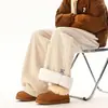 Pantalones Casuales Gruesos de Pana con Forro de Polar para Invierno para Hombre, Pierna Recta Holgada Pierna Ancha Cálidos de Lana de Cordero, Versátiles