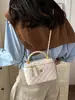 Bolso de mano caja de diamante con textura mate Maillard, bolso de caja 2026, bolso de cadena tejido retro, bolso cruzado mini para mujer
