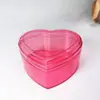 Caixa de armazenamento transparente redonda em formato de coração quadrado multicolorida opcional, embalagem de armazenamento de joias, lanches, nozes com tampa, caixa plástica