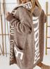 Suéteres para Mujer de Comercio Exterior Transfronterizo Europeo y Americano, Cárdigans de Punto de Longitud Media de Moda para Otoño e Invierno, Chaquetas de Punto con Capucha Personalizadas de Letras Holgadas