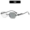 Nuevas Gafas de Sol Poligonales de Moda para Mujer, Estilo Callejero de Personalidad con Bordes Cortados Sin Marco Europeas y Americanas Transfronterizas, Gafas de Sol Fotocromáticas para Viajes