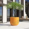 Macetas de Acero Inoxidable para Exteriores Personalizadas, Macetas de Jardinería, Macetas de Anillo Cóncavo y Convexo Corrugado, Jardineras, Cajas de Flores de Metal