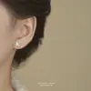 Pendientes de Trébol de Cuatro Hojas de Plata Pura S999, Pendientes Florales Simples y de Nicho Estilo Mini Ins, Accesorios Versátiles para el Día a Día, Dulces y Lindos