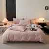Conjunto de cama luxuoso e sofisticado de jacquard escovado 100% algodão de quatro peças, capa de edredom e lençol de 60s 100% algodão Classe A para quarto principal
