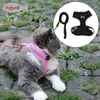 Arnés de Pecho para Mascotas con Cordón de Ajuste Malla Transpirable Cuerda para Caminar Gato Chaleco Cómodo Set de Cuerda de Tracción para Salir con Gato
