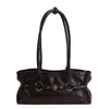 Bolsa de couro com textura de alta qualidade, estilo vintage, com cera de óleo, para mulheres, nova coleção primavera 2026, de ombro único, de axila, bolsa baguette versátil e da moda
