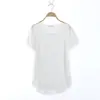 Roupas de Verão para Prática de Dança Feminina de Algodão Bambu com Manga Curta, Tops de Comprimento Médio com Caimento Solto e Bainhas Irregulares, Gola Redonda Casual