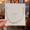 Nuevo Collar Apilado de Doble Capa Plateado Coreano para Mujer, Simple y Elegante, Cadena Super Brillante para Clavícula, Gargantilla Estilo Celebridad de Internet
