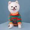 Suéter de Forro Polar Rayado para Perros Suave Cálido Ropa de Invierno para Perros Verde y Naranja para Perros Pequeños y Medianos