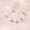 Pulseira Transfronteiriça, Simples e Versátil, Pulseira de Cristal Rosa Suave, Pulseira de Cristal de Pelo de Coelho Rosa Mo-Roxo Natural, Joia de Temperamento