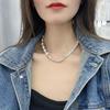 Joyería de Moda Coreana Collar de Perlas de Plata con Forma Irregular para Mujer, Cadena para Clavícula de Perlas de Estilo Único, Nuevo Modelo de Verano 2026