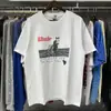 RHUDE Primavera y Verano Nuevo Manga Corta para Hombre Estilo Americano Marca de Moda Oversize Camiseta de Manga Corta con Estampado de Caricatura y Letras