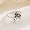 Anel de Flor Rosa da Moda Transfronteiriço para Mulheres Design de Nicho Ins Sense de Design Personalidade Moda Flor Índice Dedo Anel de Abertura