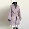 Estilo Hepburn Pequeño de Punto de Lana Morado de Longitud Media Chaqueta de Cachemira para Mujer Nuevo Estilo Otoño e Invierno 5 Transfronterizo
