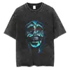 Streetwear Harajuku Masculino Camiseta Preta Estonada Gráfico de Anime P