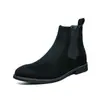 Botines Chelsea transfronterizos de talla grande para hombre, zapatos de cuero de caña alta con punta estilo británico para otoño/invierno, botines Martin casuales de moda sin cordones
