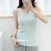 Chaleco de cachemira pura para mujer, otoño e invierno 2024, top interior ajustado con cuello en V, camisa de punto sin mangas de cachemira